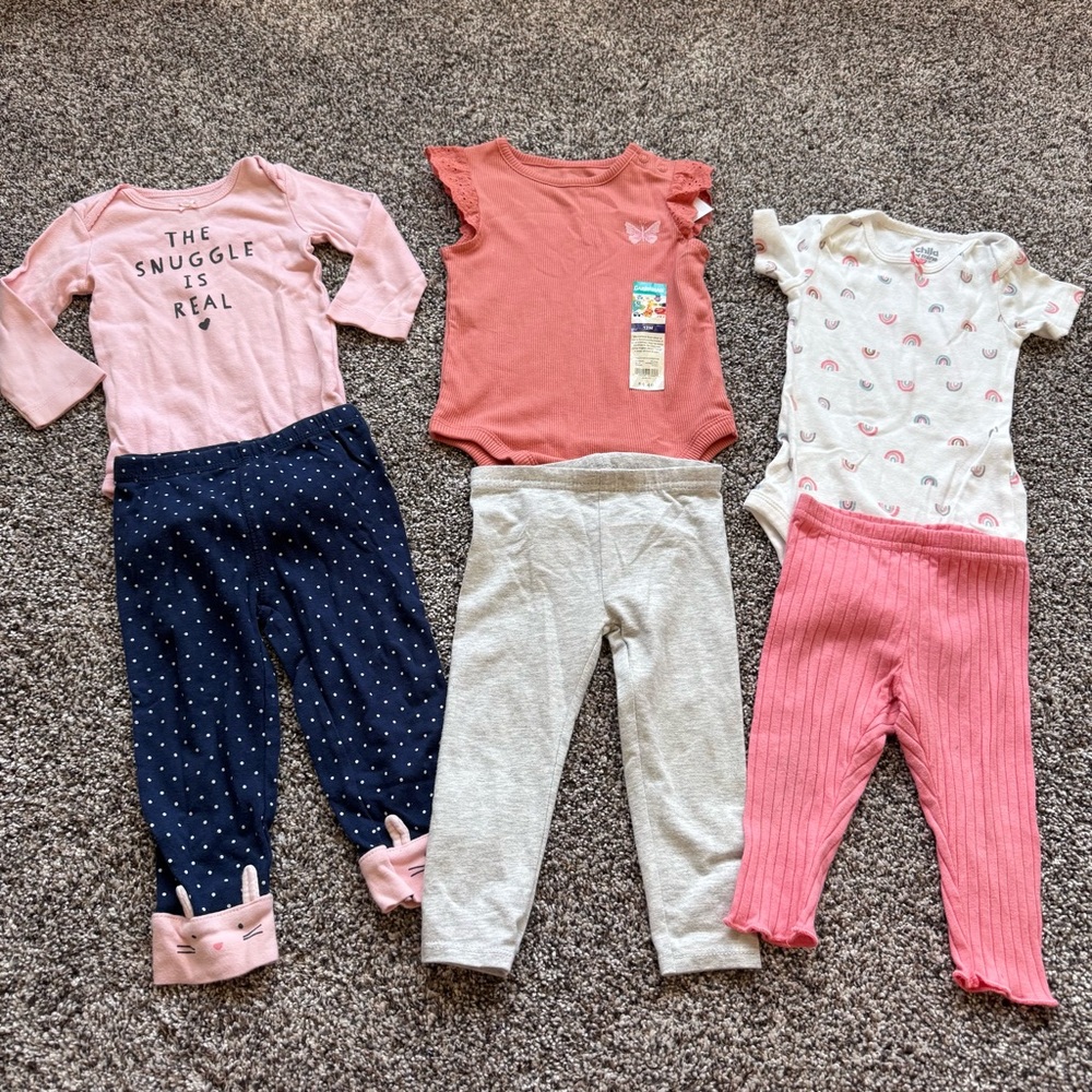 Baby Girl Clothing Set - Pink, Navy, Gray